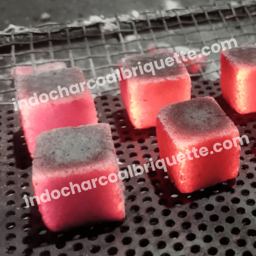 Cube shaped coconut charcoal briquette